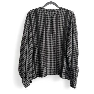 Zara gingham long sleeve boho top